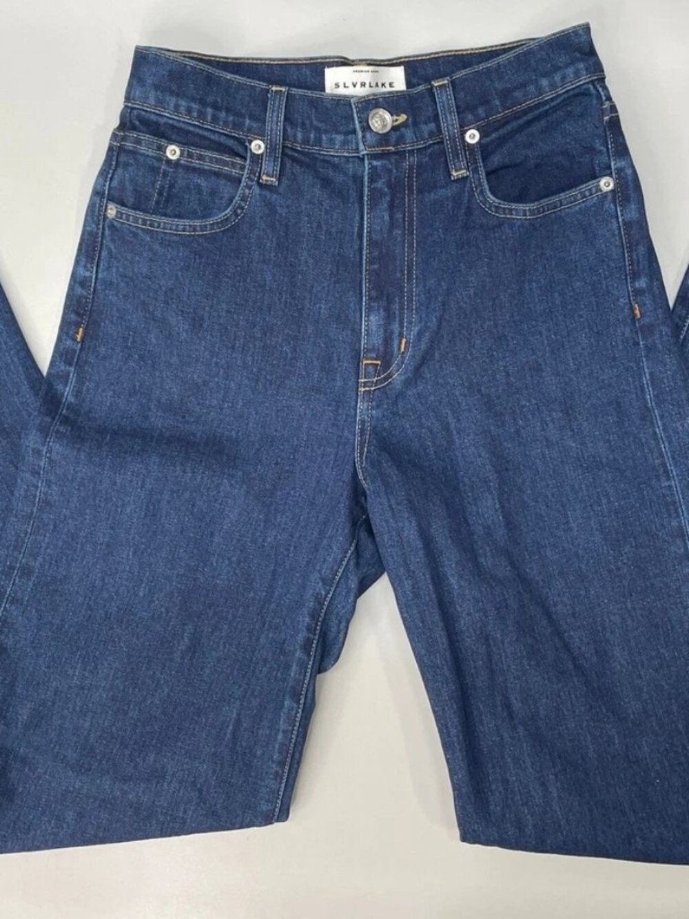 SLVRLAKE Womens Jeans Dark Blue Size 24 Grace Retro Wide-Leg High-Rise Cotton